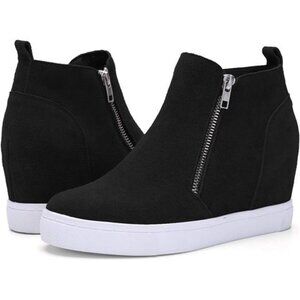 Athlefit Women's Wedge Sneakers Hidden Heel Platform Wedge Booties Hidden